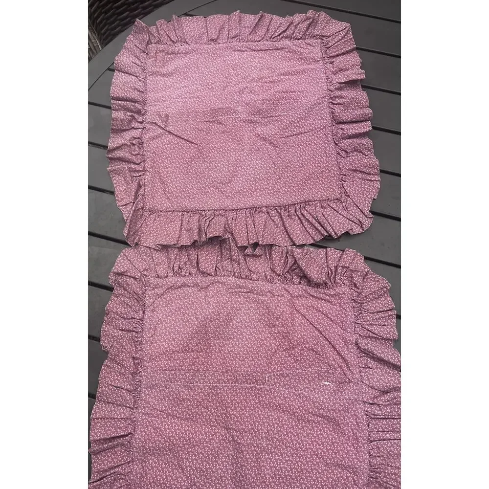 Pair 14x14” Quilt Throw Pillow Covers Shams Pink White Quilted Star Hook & Loop